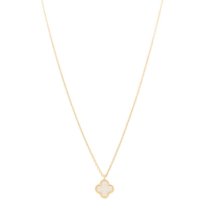 Van Cleef & Arpels 18K Yellow Gold Mother of Pearl Sweet Alhambra Pendant Necklace 1 of 6
