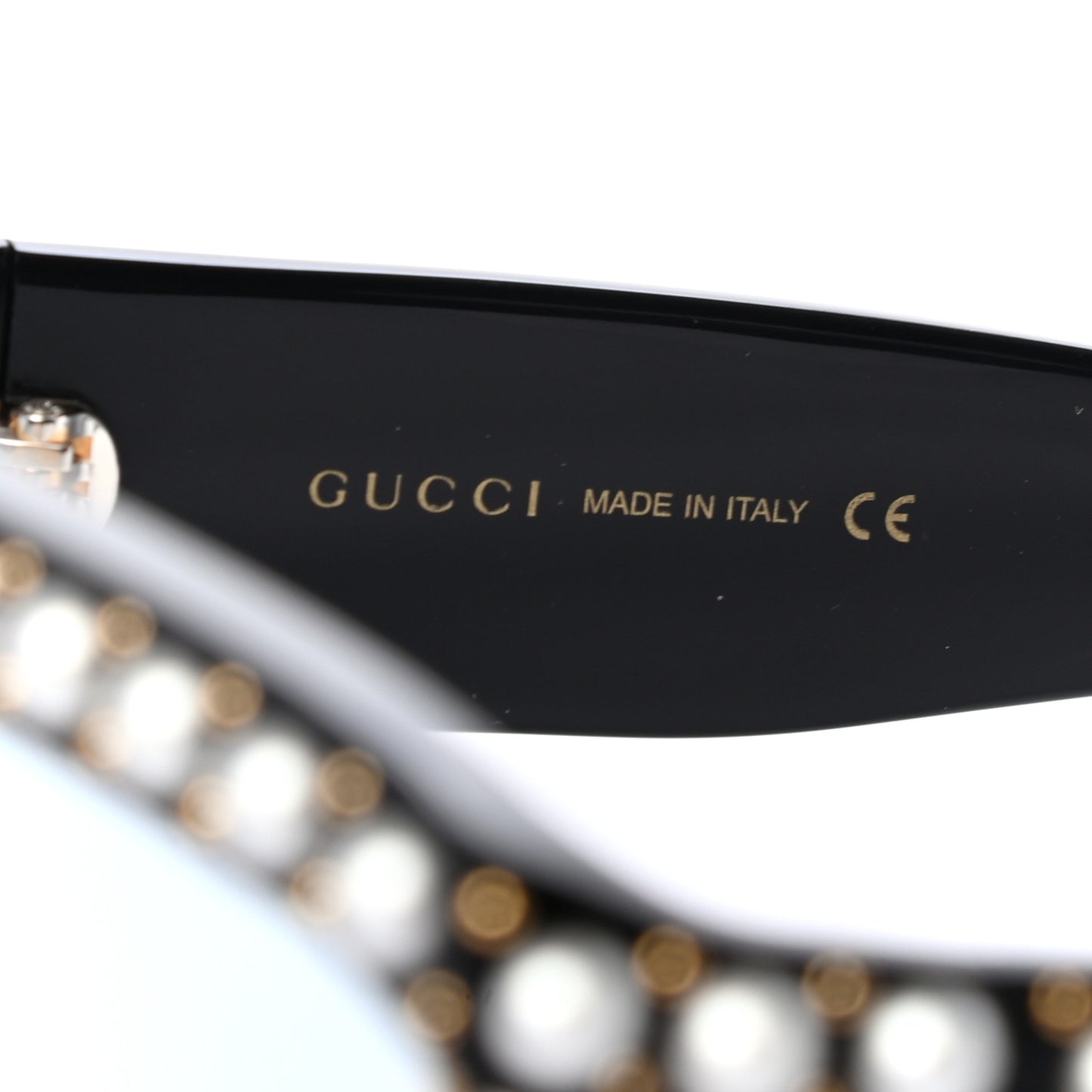 Acetate Pearl Rectangular Frame Sunglasses GG0234S Black