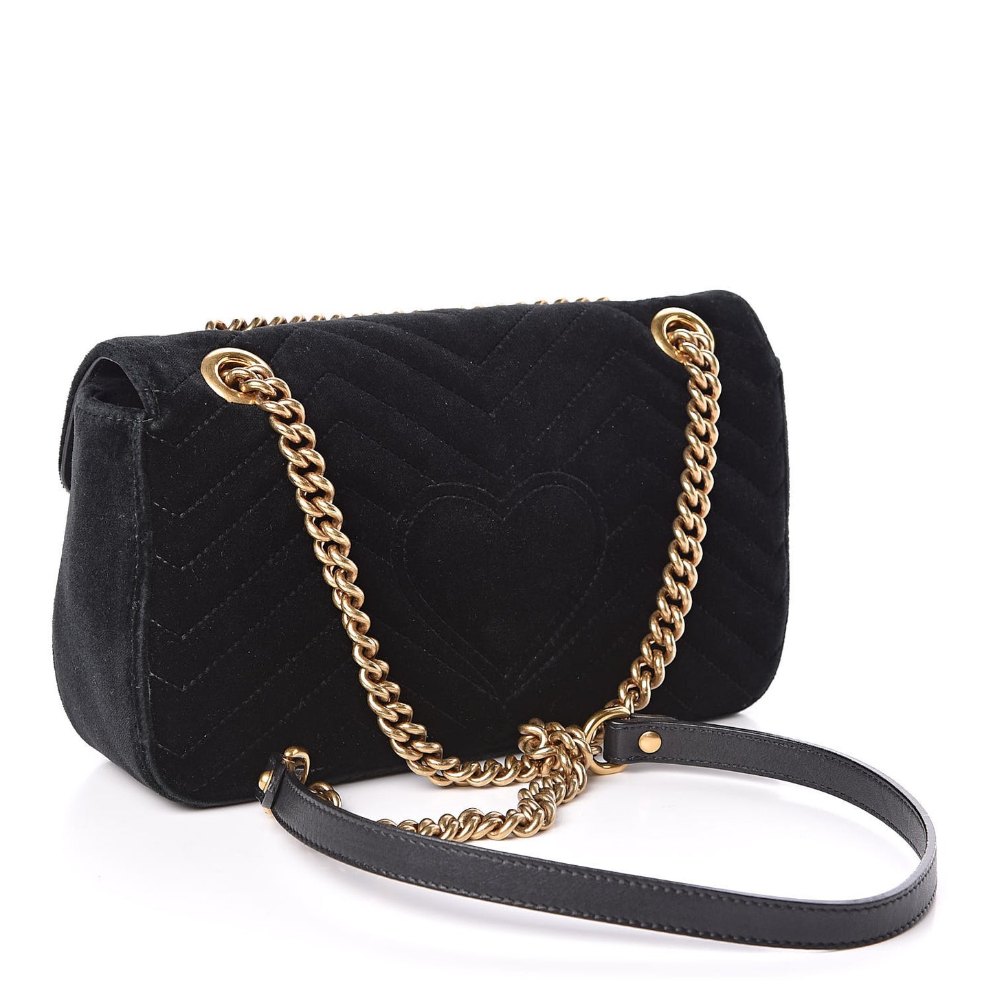 Velvet Matelasse Small GG Marmont Shoulder Bag Black