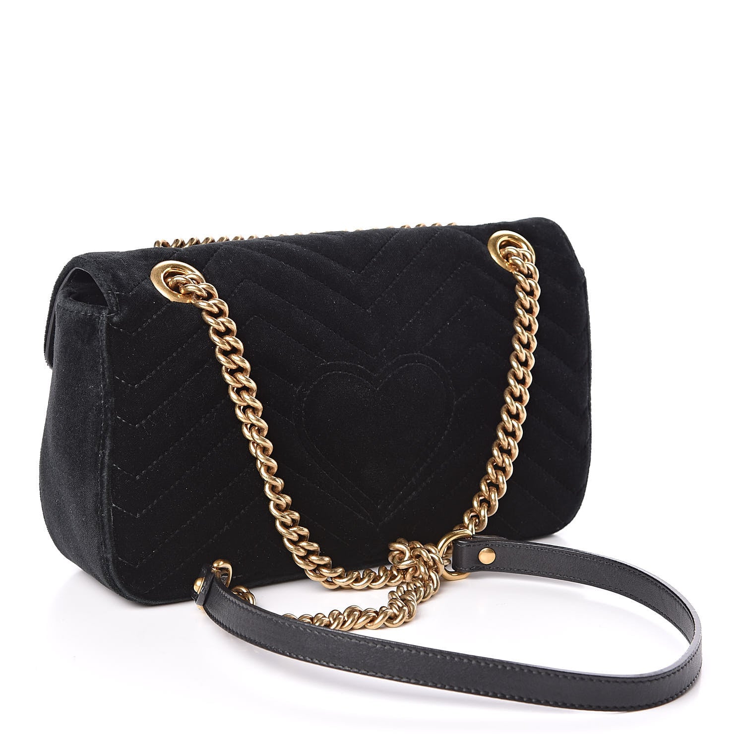 Gucci Velvet Matelasse Small GG Marmont Shoulder Bag Black 3 of 11