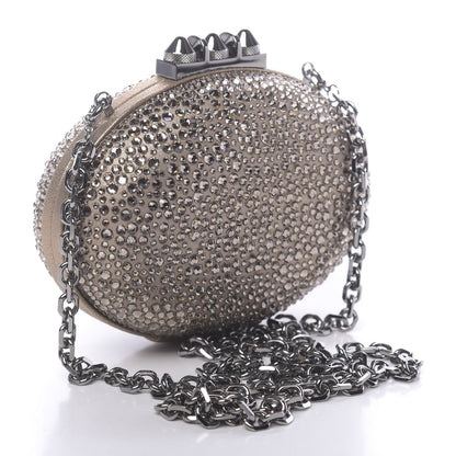Christian Louboutin Metallic Suede Burma Strass Mina Chain Clutch Lichen 3 of 10