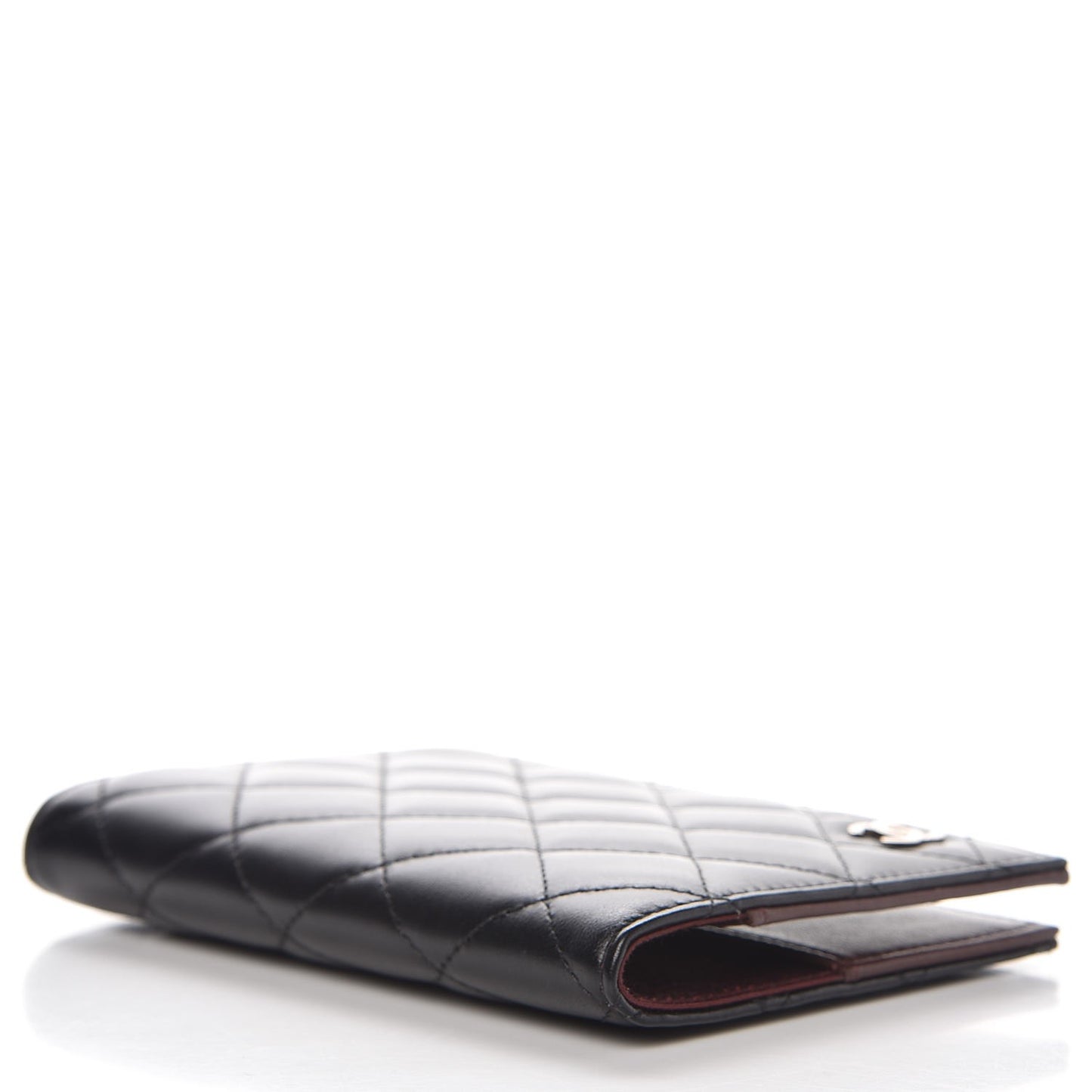 Lambskin Quilted Passport Holder Black
