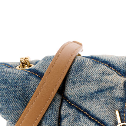 Saint Laurent Denim Quilted Toy Loulou Puffer Monogram Chain Satchel Blue Cinnamon 11 of 12