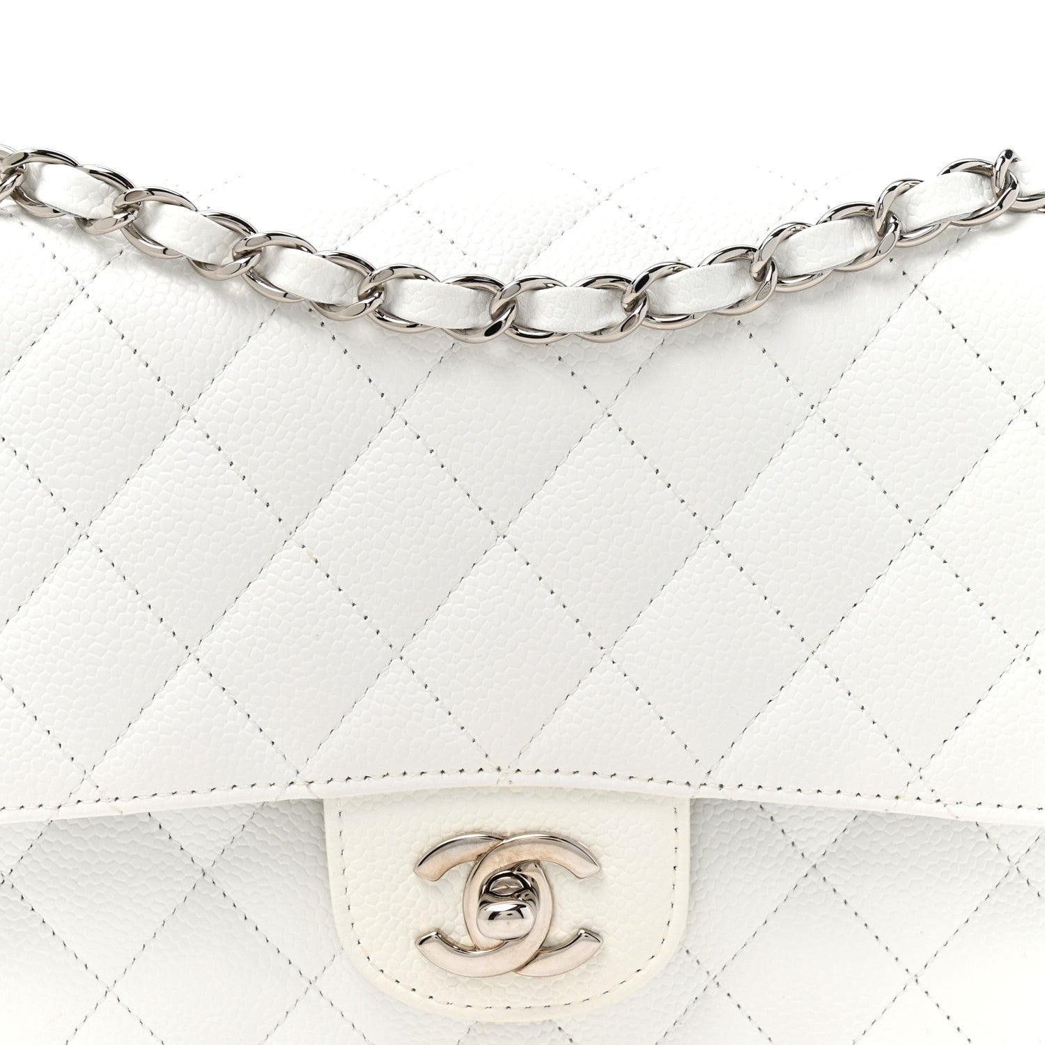Chanel Caviar Quilted Medium Double Flap White 8 of 13