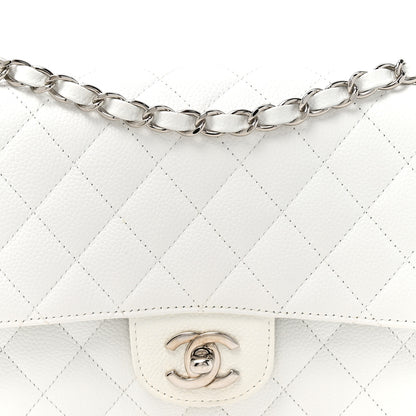 Chanel Caviar Quilted Medium Double Flap White 8 of 13