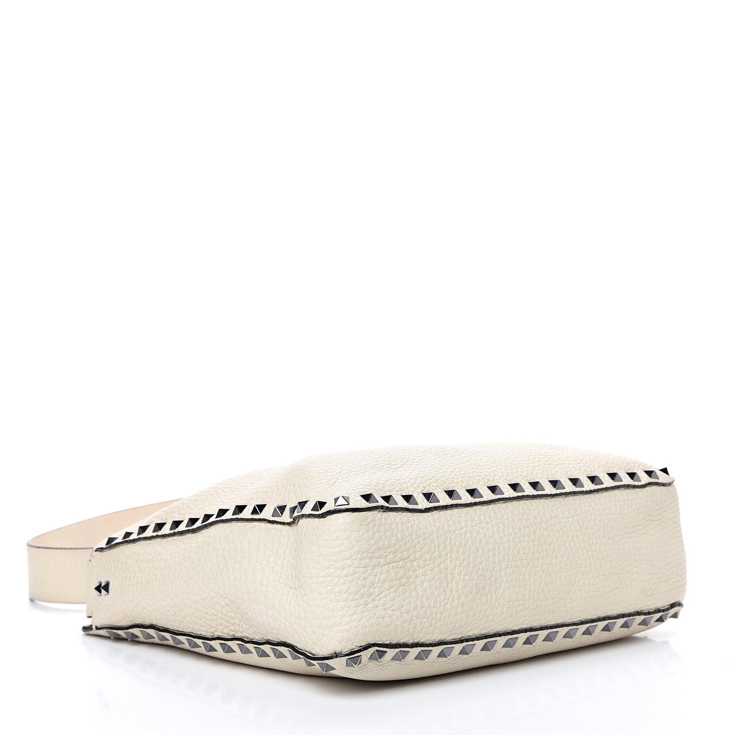 Pebbled Calfskin Small Rockstud Flip-Lock Messenger Bag Light Ivory