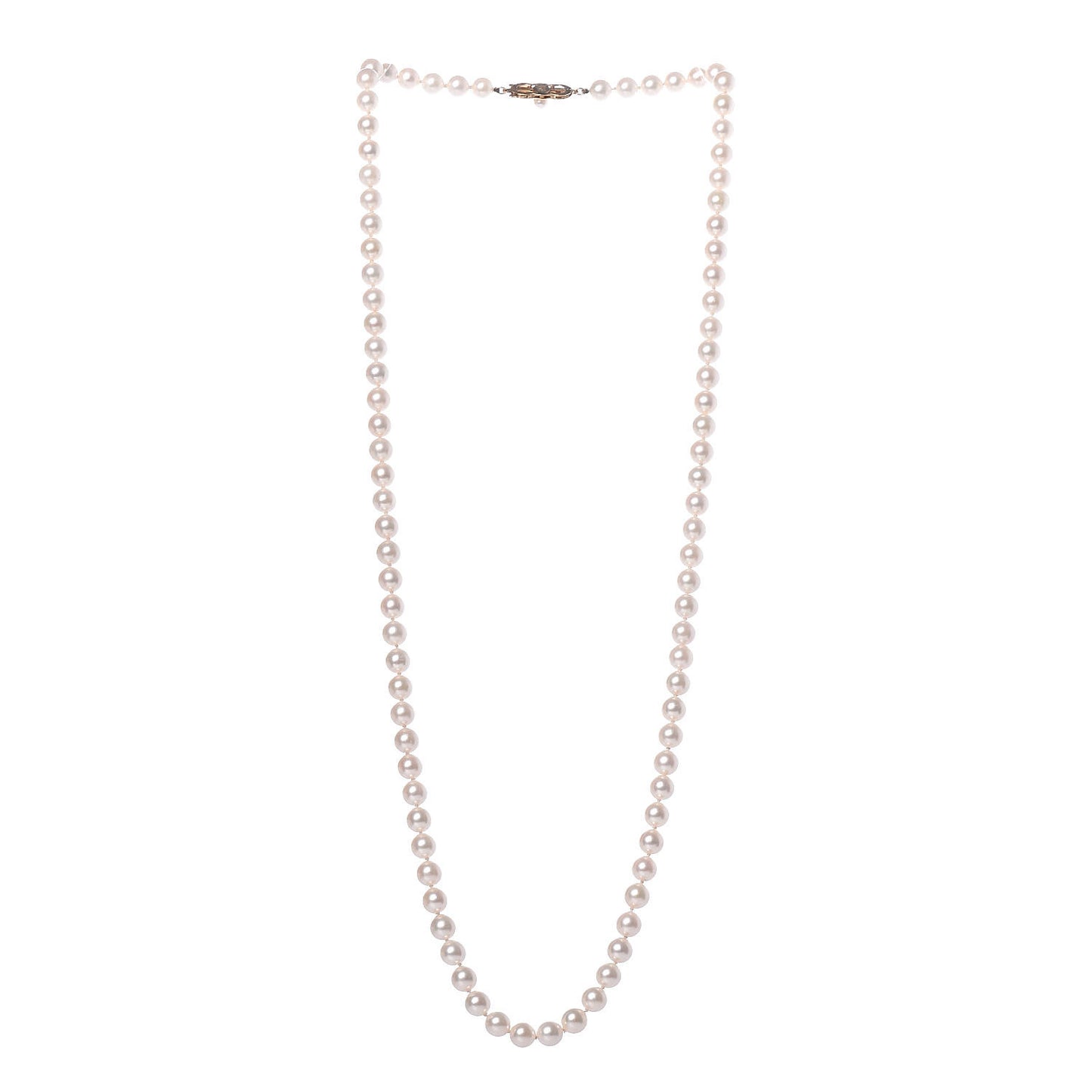 18K White Gold Akoya Pearl 6-6.5mm Strand Necklace 25"