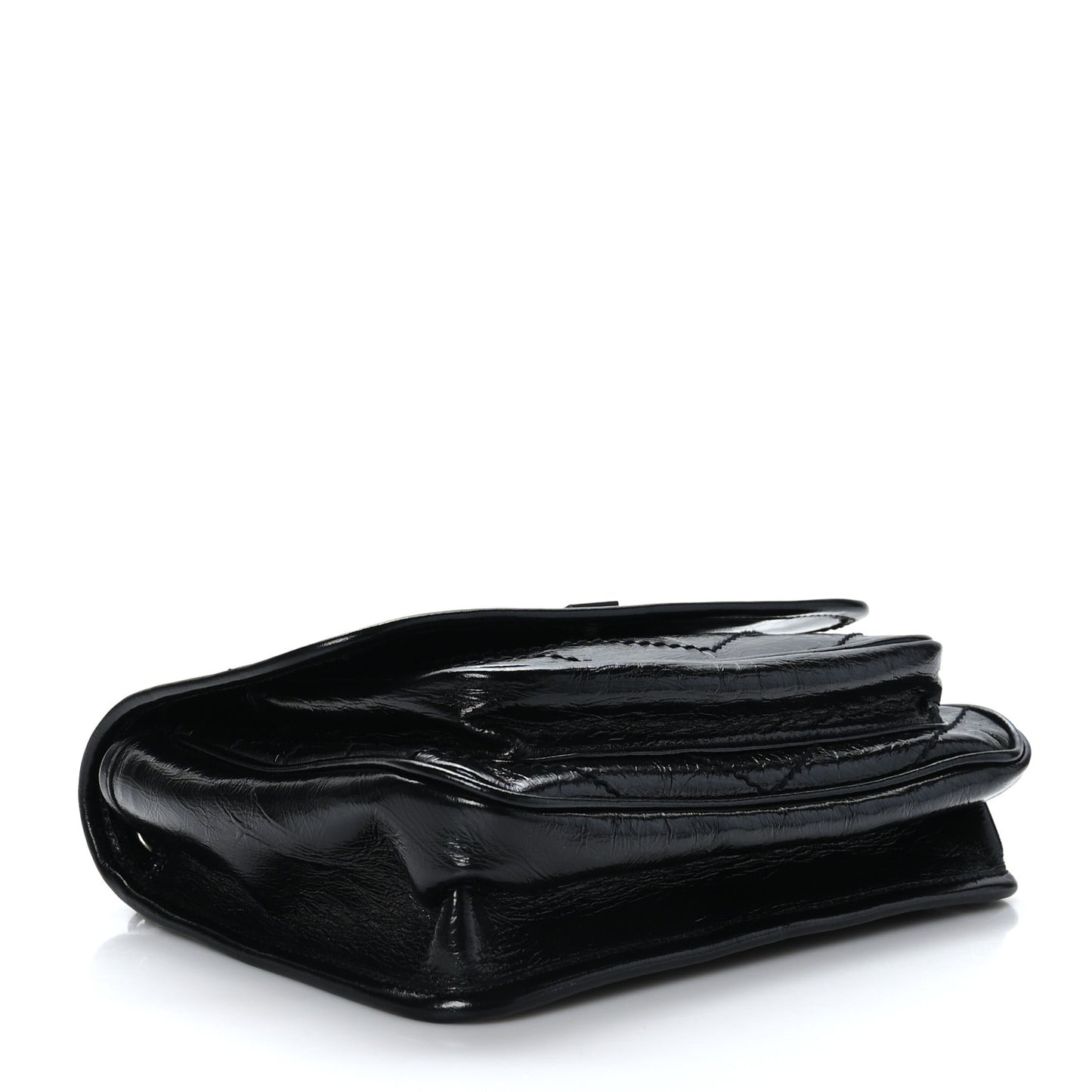 Crinkled Calfskin Matelasse Monogram Baby Niki Chain Satchel Black