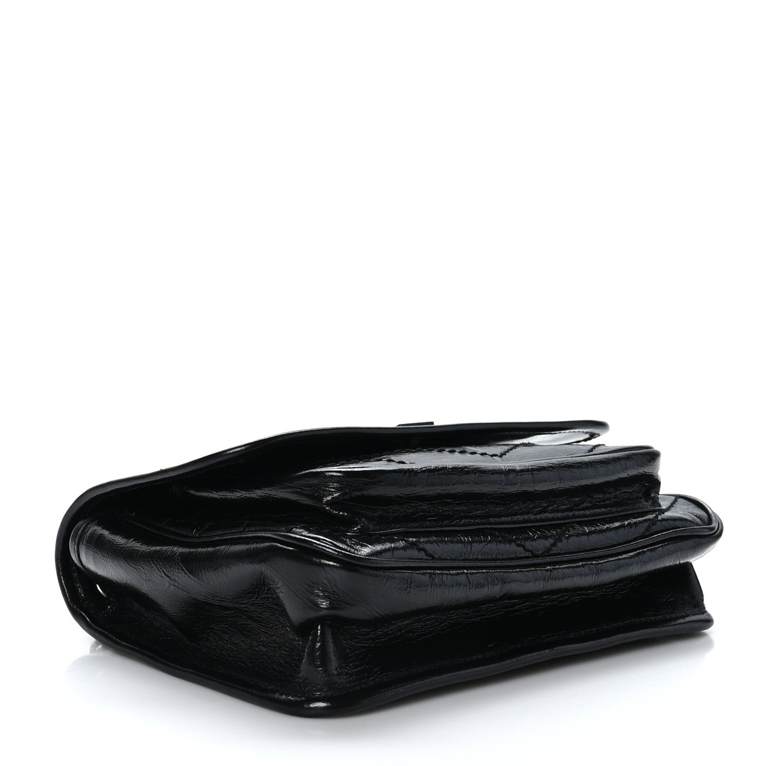 Saint Laurent Crinkled Calfskin Matelasse Monogram Baby Niki Chain Satchel Black 4 of 9
