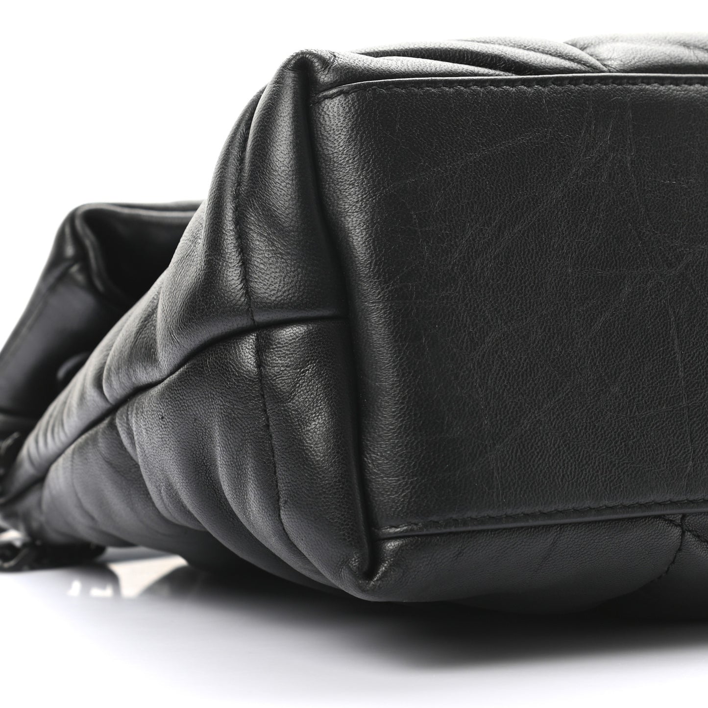 Lambskin Quilted Small Loulou Puffer Monogram Chain Satchel Black