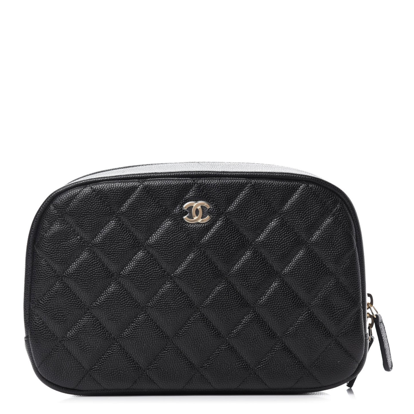 Caviar Quilted Curvy Pouch Cosmetic Case Black