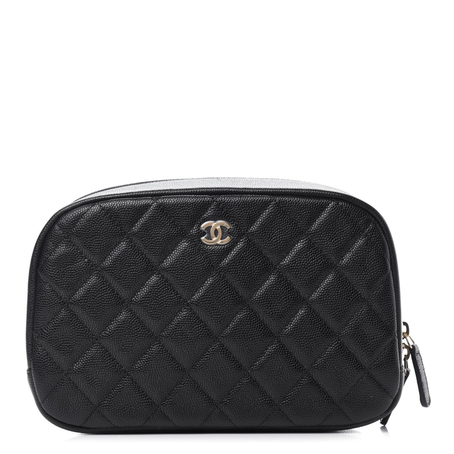 Chanel Caviar Quilted Curvy Pouch Cosmetic Case Black 1 of 8