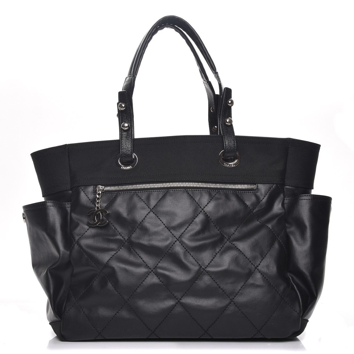 Chanel Coated Canvas Large Paris Biarritz Tote Black 1 of 9