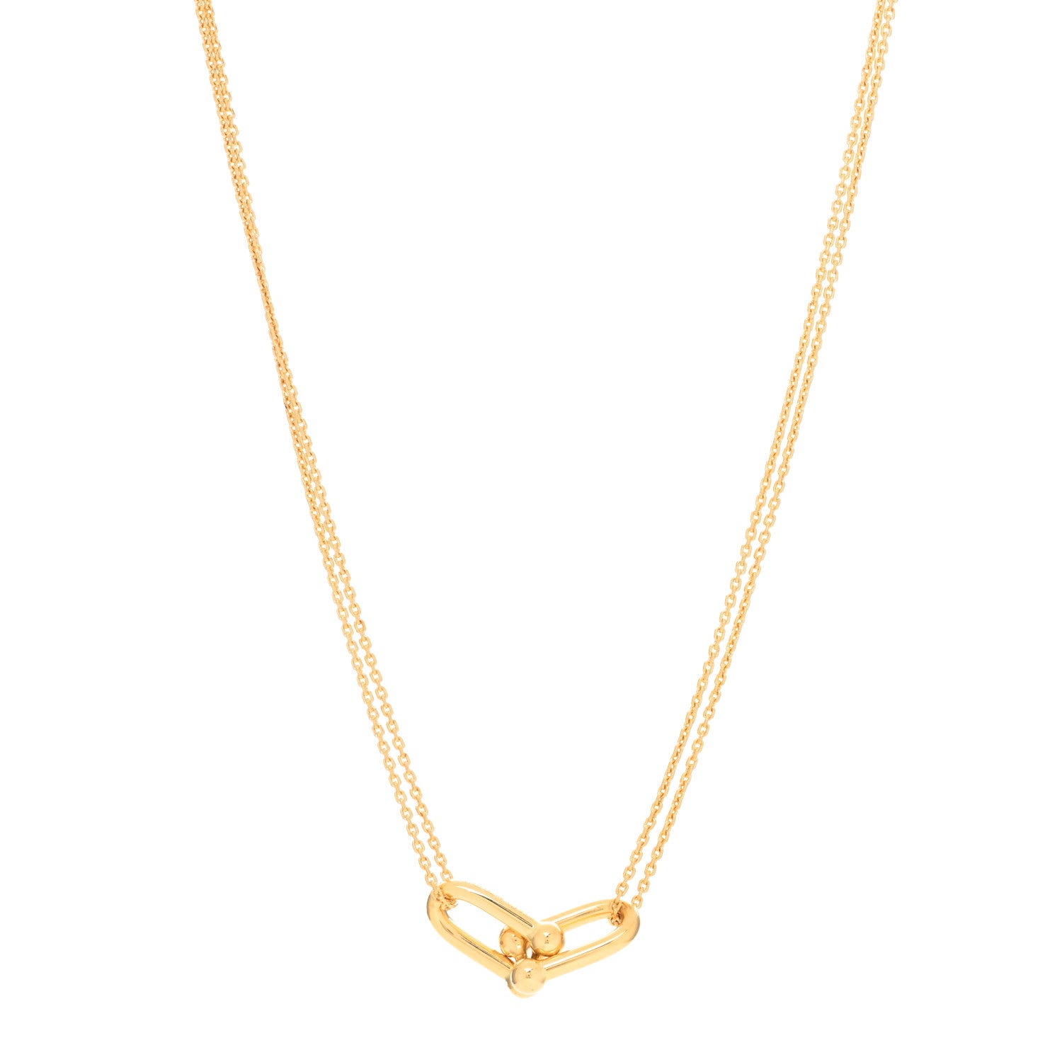 Tiffany 18K Yellow Gold HardWear Double Link Pendant Necklace 1 of 4