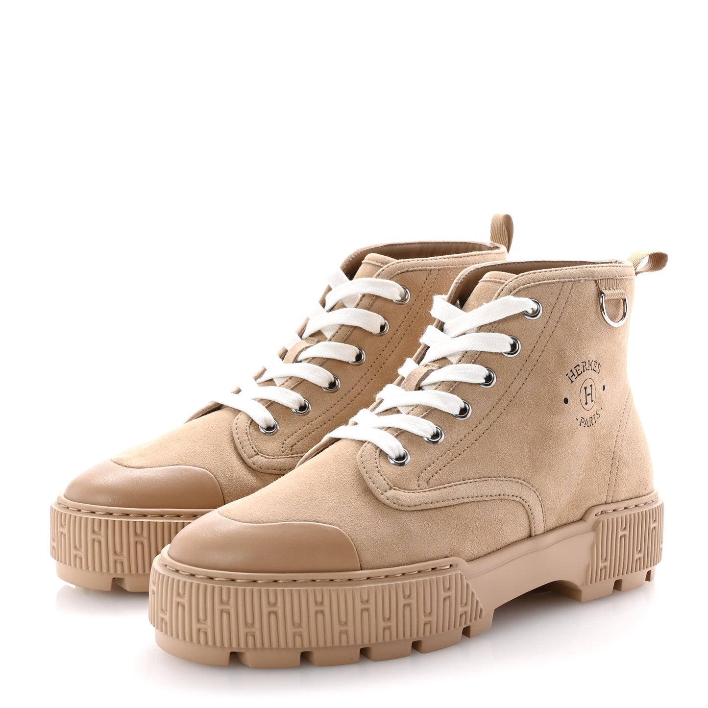 Cotton Twill Calfskin Itineraire Ankle Boots 36 Beige Argile