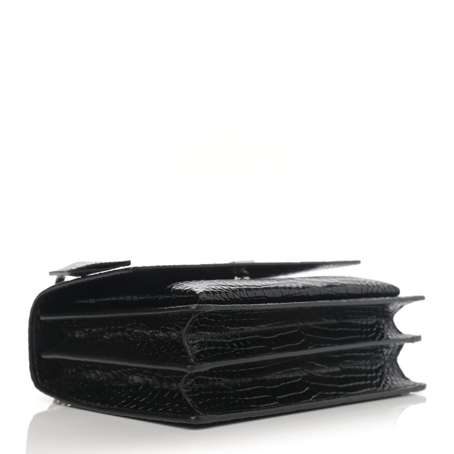 Calfskin Crocodile Embossed Medium Monogram Sunset Black