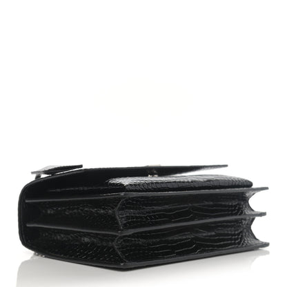 Saint Laurent Calfskin Crocodile Embossed Medium Monogram Sunset Black 4 of 11