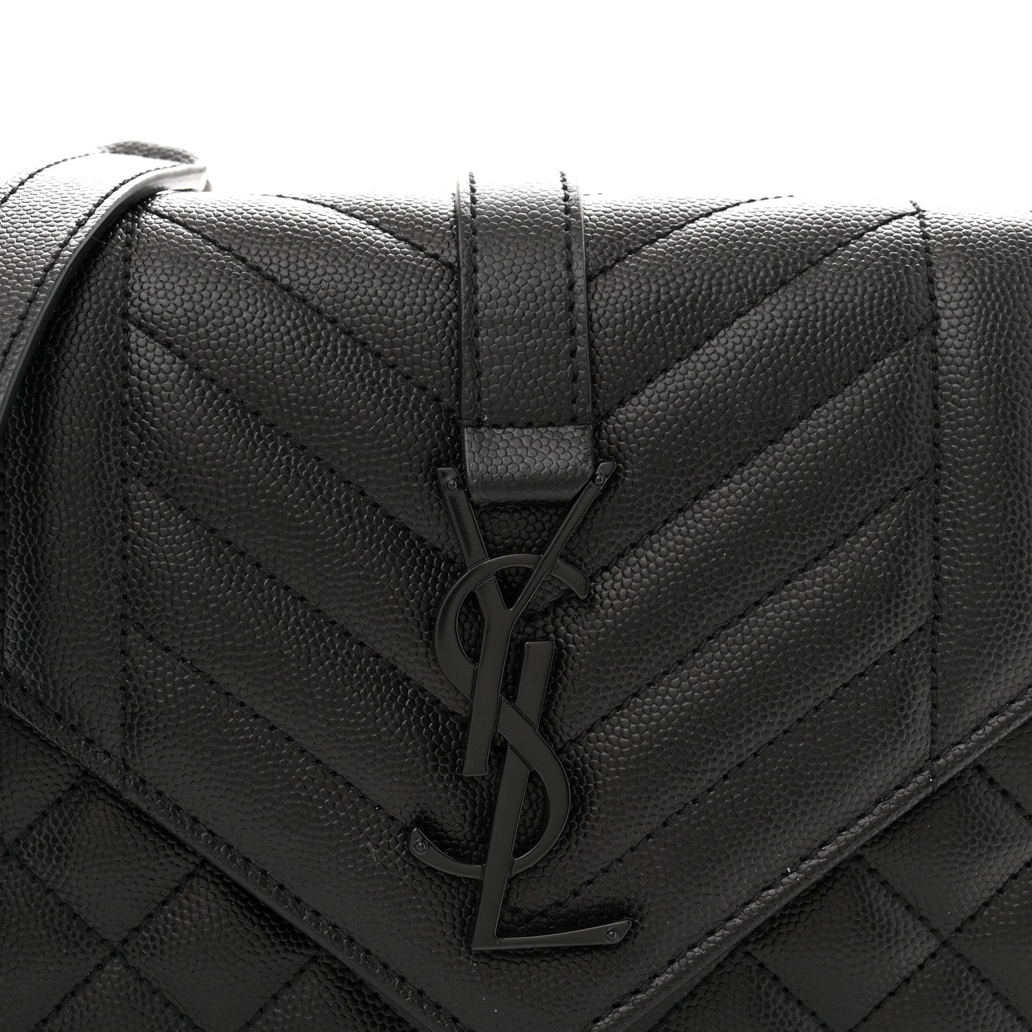 Saint Laurent Grain De Poudre Textured Mixed Matelasse Triquilt Small Monogram Monochrome Satchel Black 8 of 10