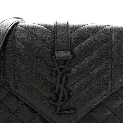 Saint Laurent Grain De Poudre Textured Mixed Matelasse Triquilt Small Monogram Monochrome Satchel Black 8 of 10