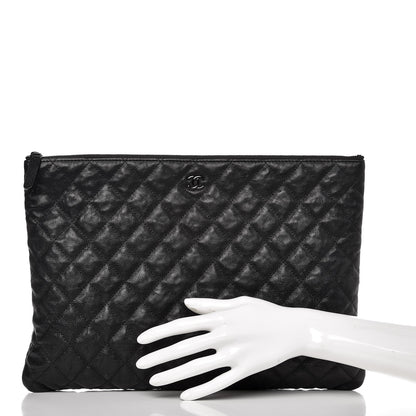 Chanel Crumpled Calfskin Quilted Large Cosmetic Case So Black 2 of 9