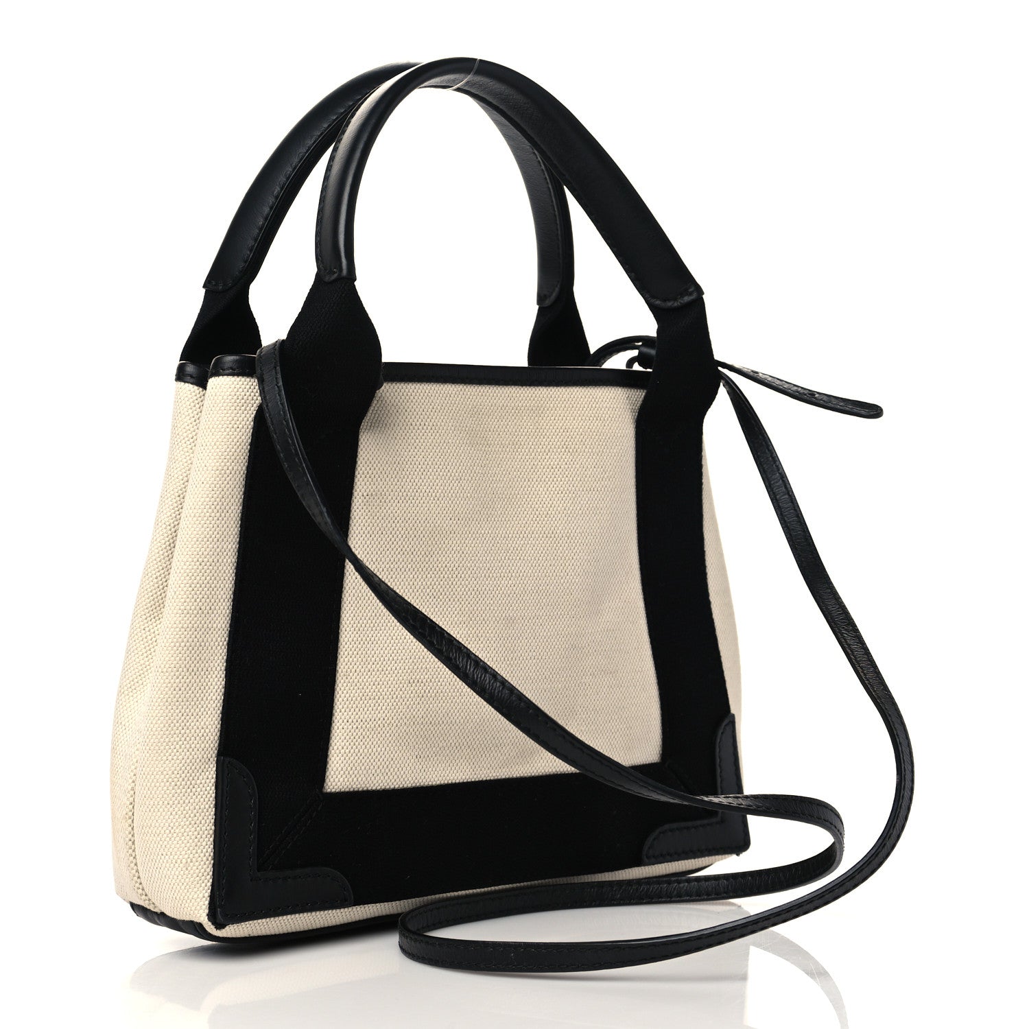 Balenciaga Cotton Canvas Calfskin Navy Cabas XS Natural Black 4 of 8