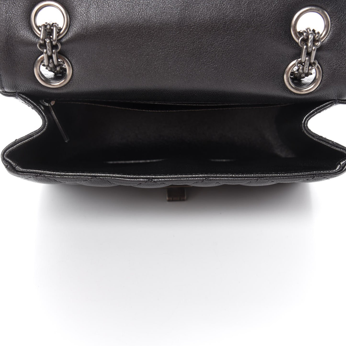Goatskin Quilted 2.55 Reissue Mini Flap Dark Silver