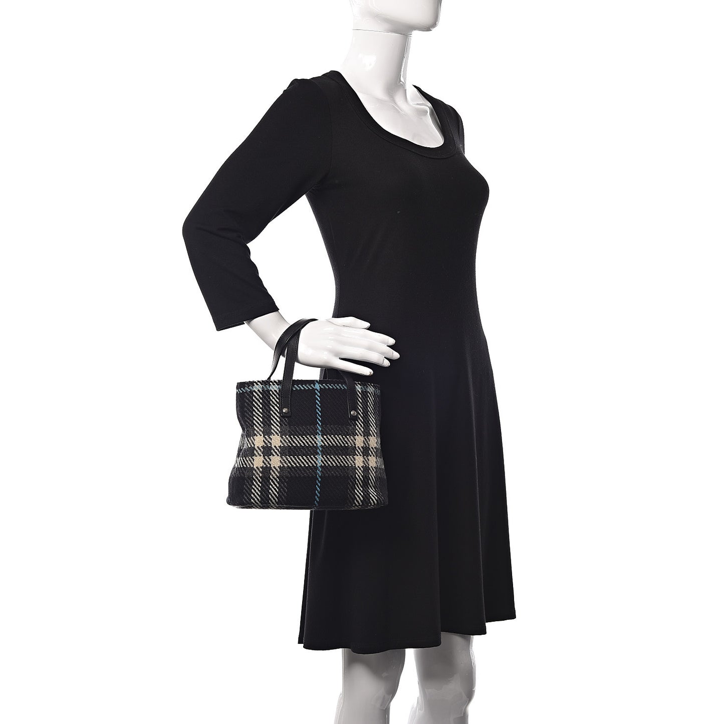 Wool Plaid Check Tote