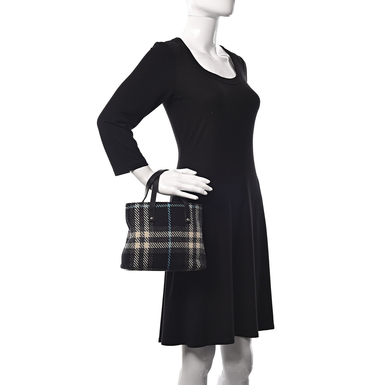 Burberry Wool Plaid Check Tote 2 of 10