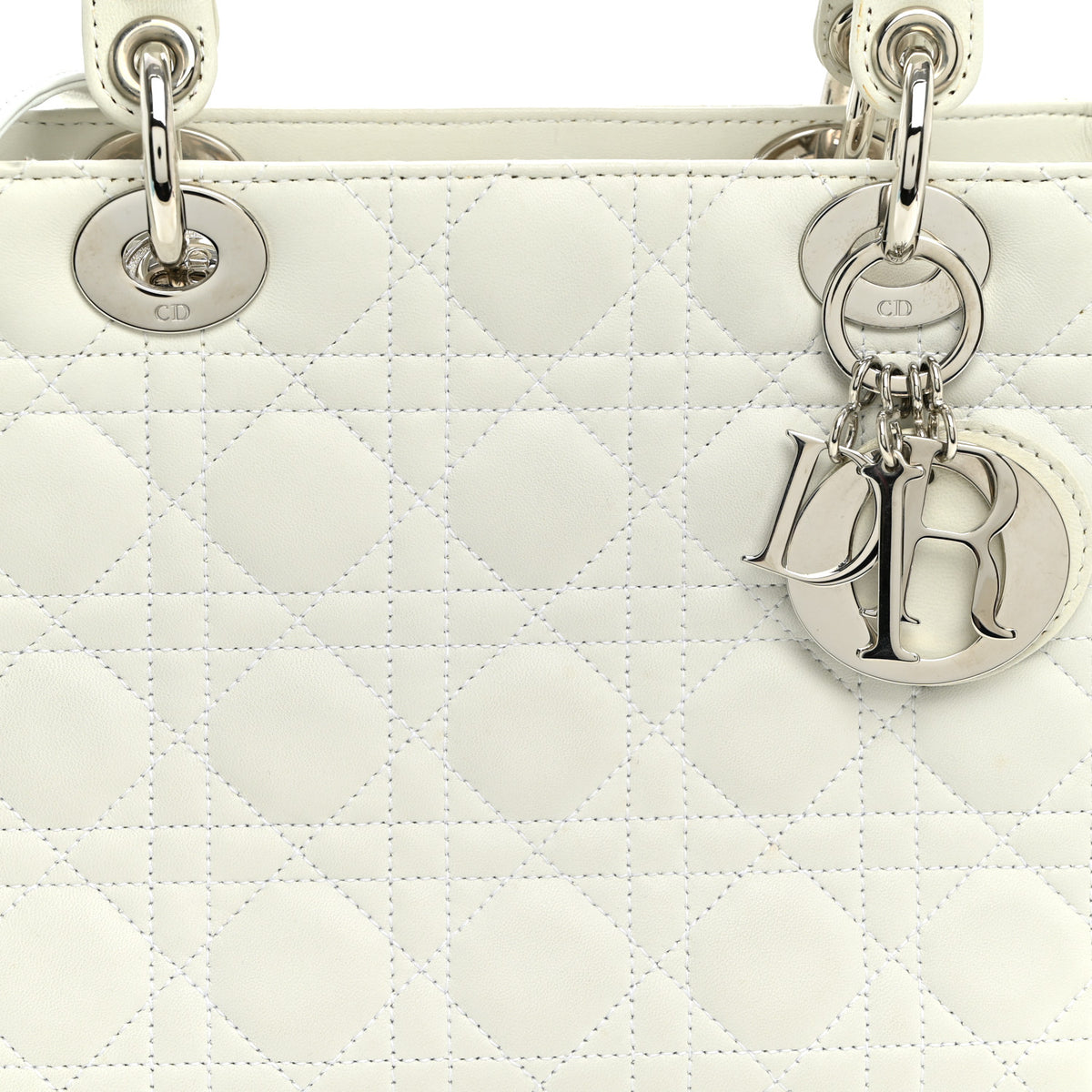 Christian Dior Lambskin Cannage Medium Lady Dior White 8 of 12