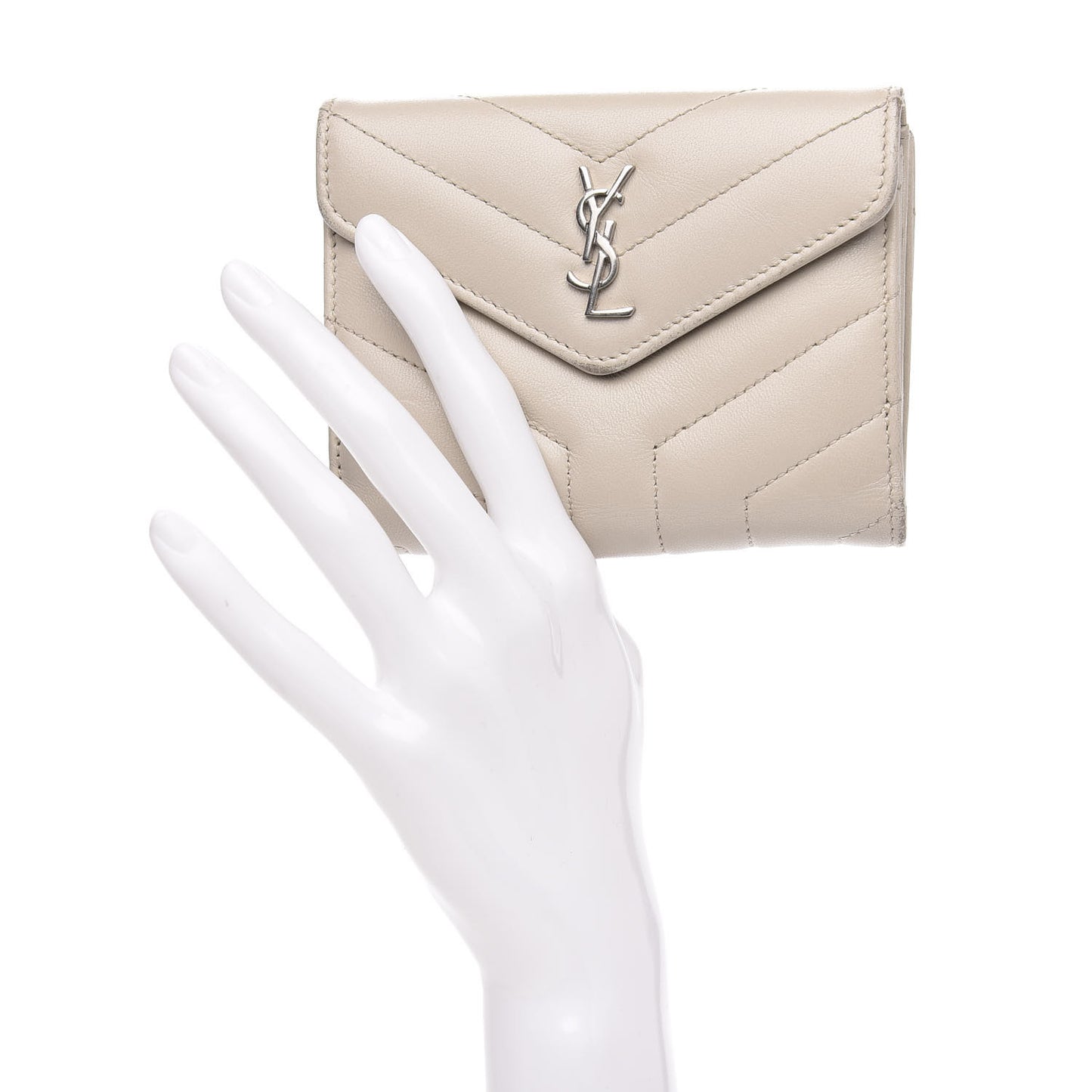 Lambskin Y Quilted Monogram Compact Loulou Wallet Nude Powder