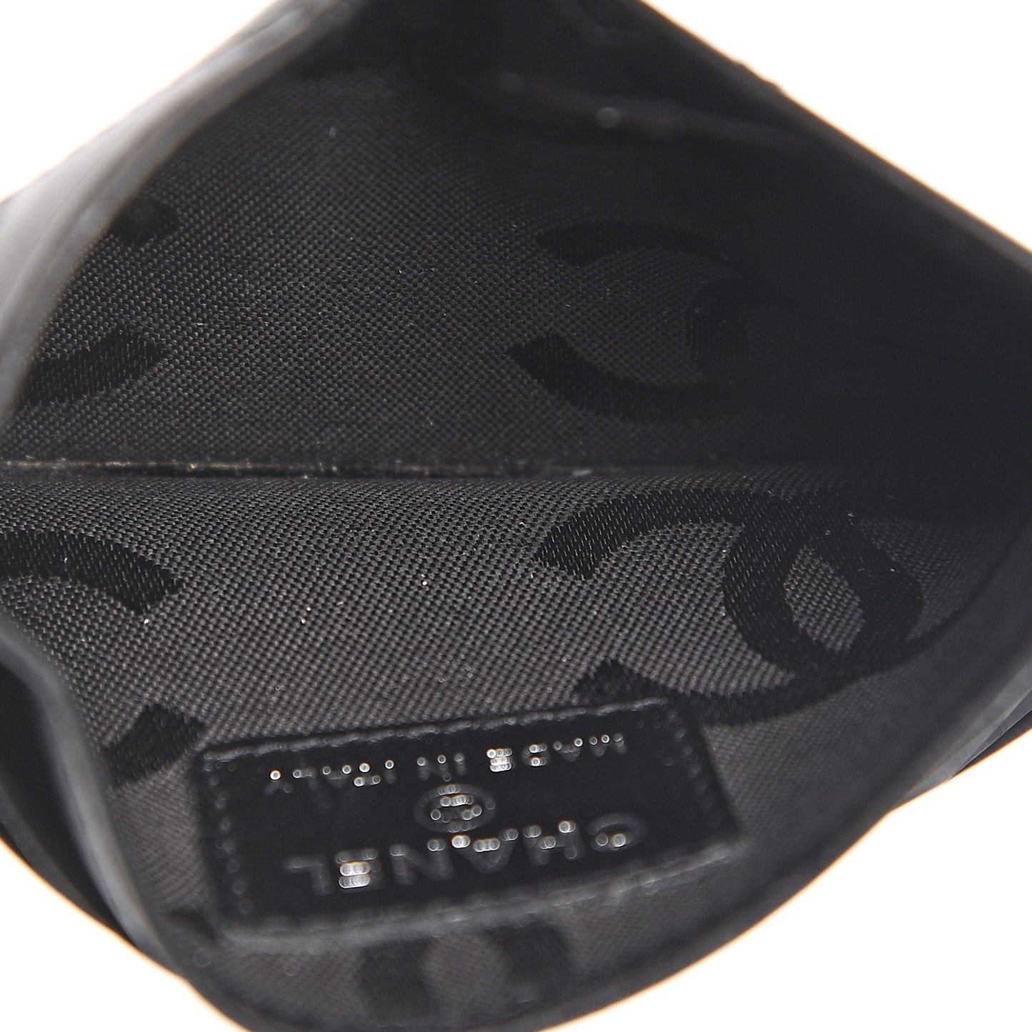 Calfskin Quilted Cambon Card Holder Black