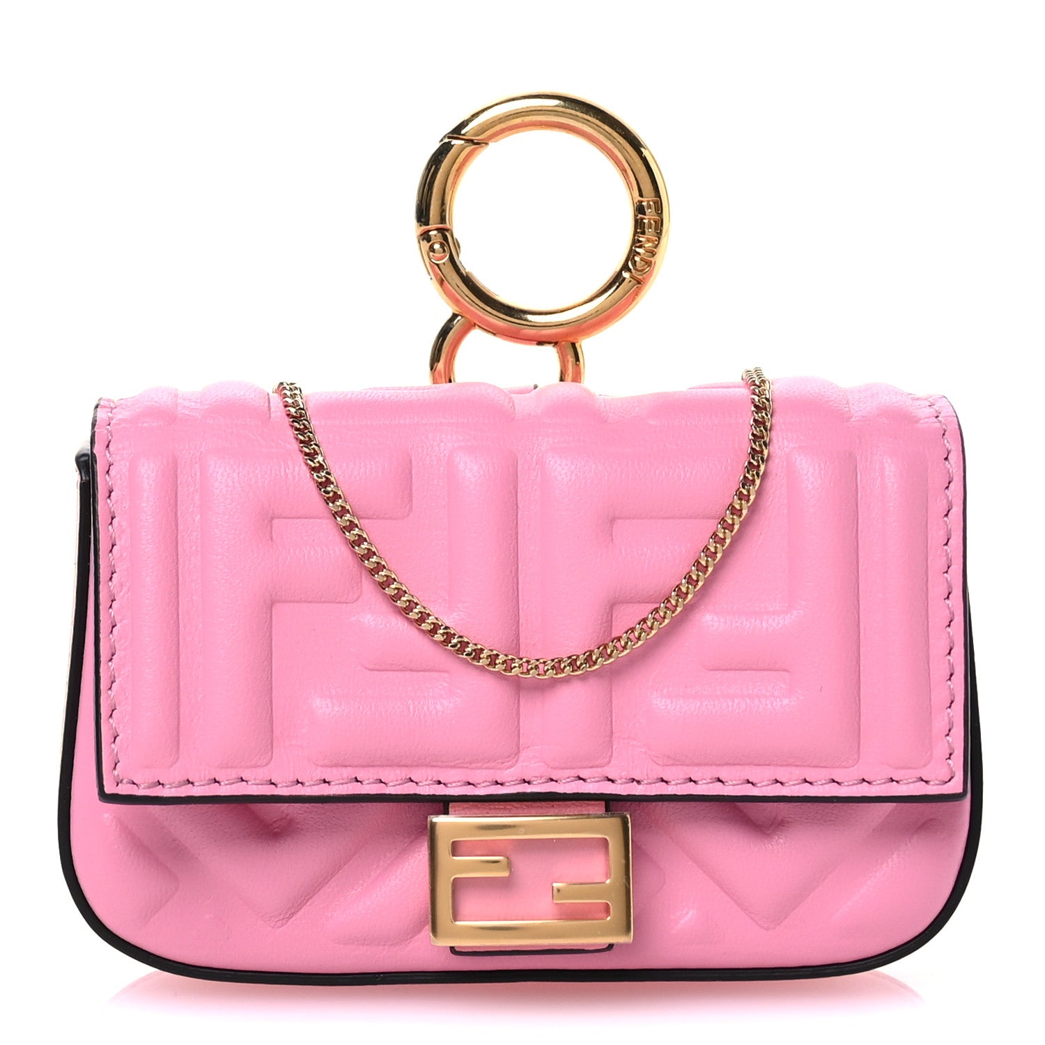Fendi Nappa Matisse FF Embossed Nano Baguette Charm Lollypop 1 of 10