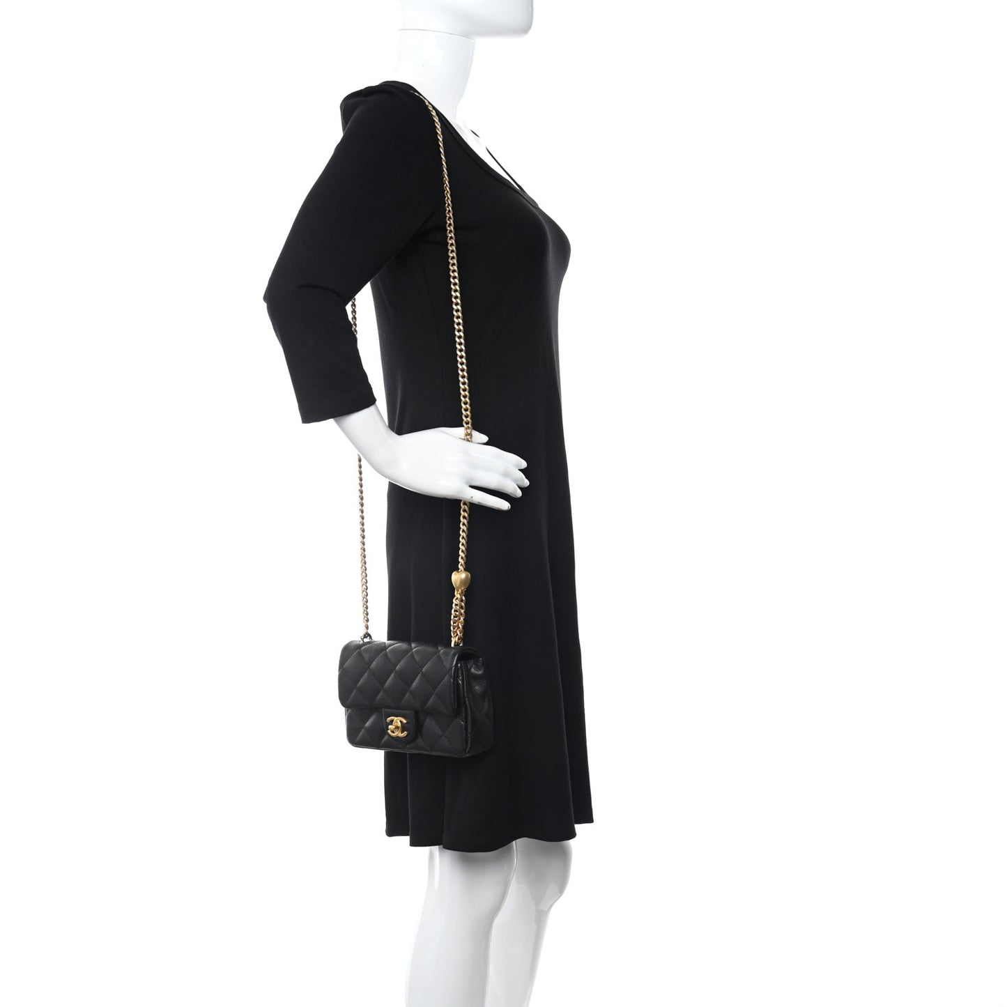 Caviar Quilted Mini Sweetheart Rectangular Flap Black