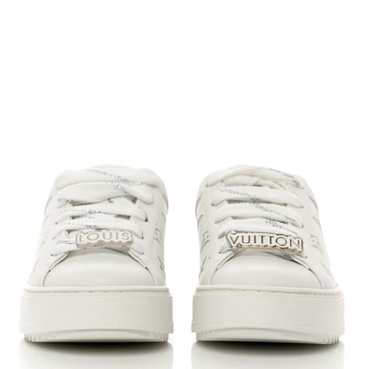 Louis Vuitton Calfskin Monogram Debossed Time Out Sneakers 36 White Silver 2 of 10