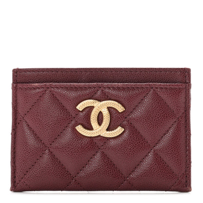 Chanel Caviar Quilted Studded CC Card Holder Burgundy 1 of 8