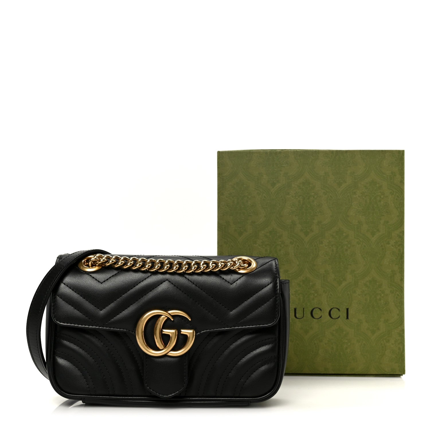 Gucci Calfskin Matelasse Mini GG Marmont Shoulder Bag Black 11 of 11