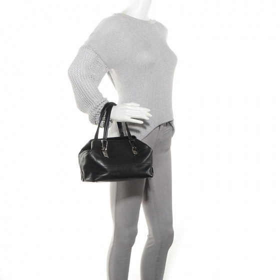 Caviar Square Stitched Medium Tote Black