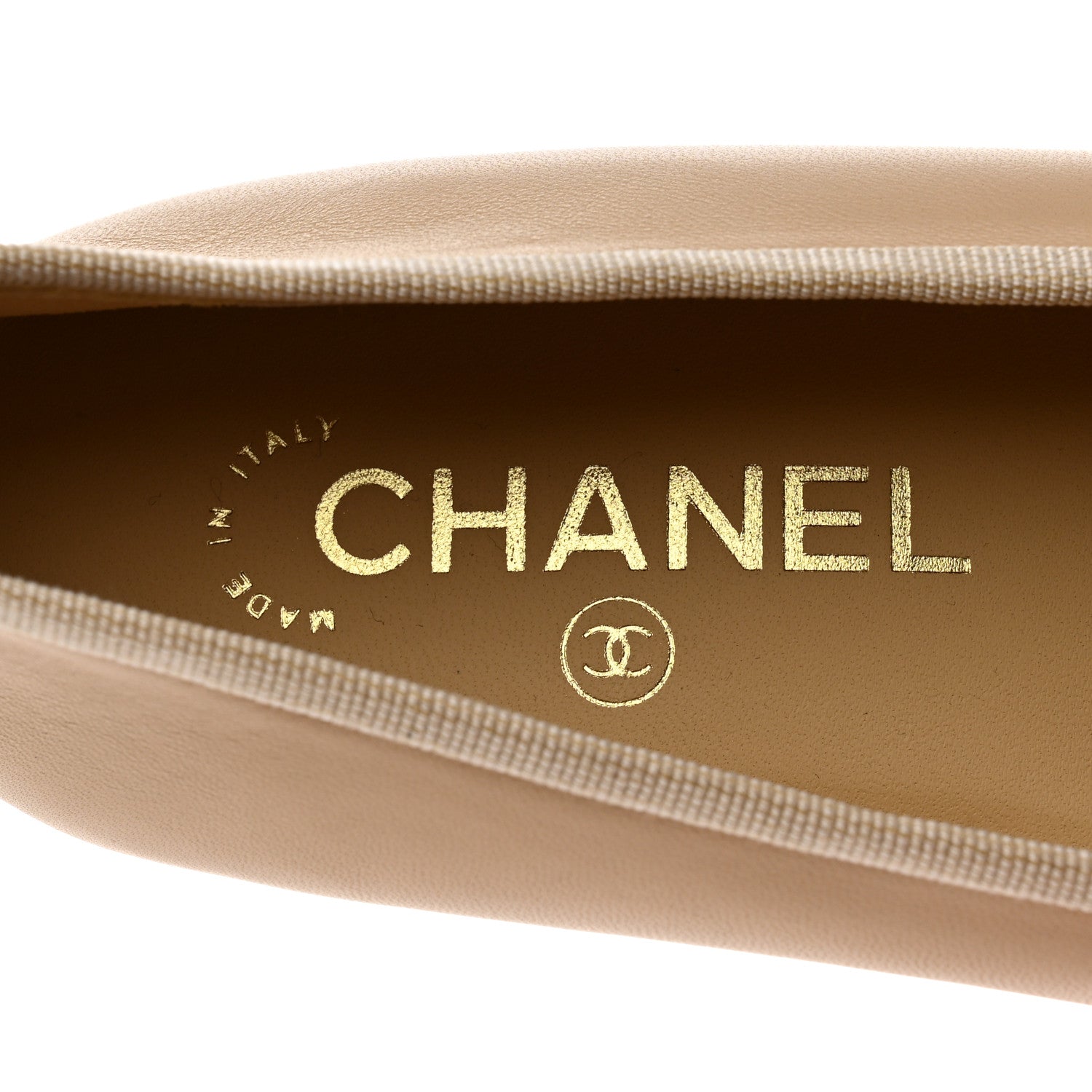 Chanel Lambskin Cap Toe CC Ballerina Flats 36 Beige Black 7 of 9
