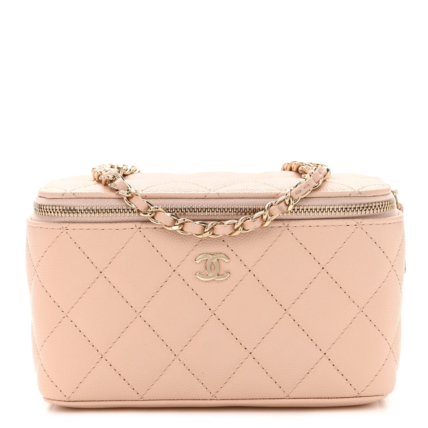 Chanel Caviar Quilted Small Vanity Case With Chain Light Beige 1 of 5