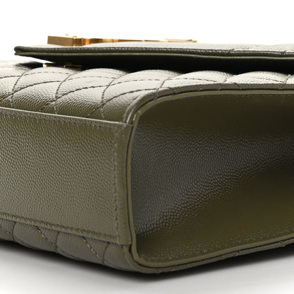 Saint Laurent Grain De Poudre Textured Mixed Matelasse Triquilt Medium Monogram Satchel Light Sage 9 of 9