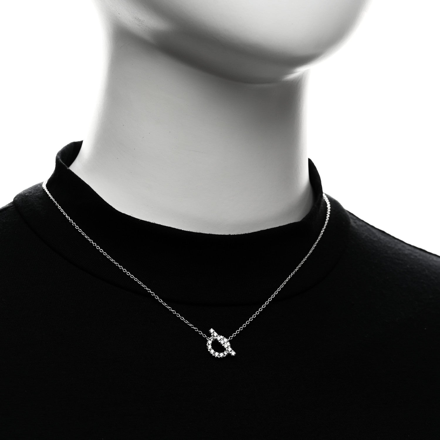 Hermes 18K White Gold Diamond Finesse Pendant Necklace 2 of 6