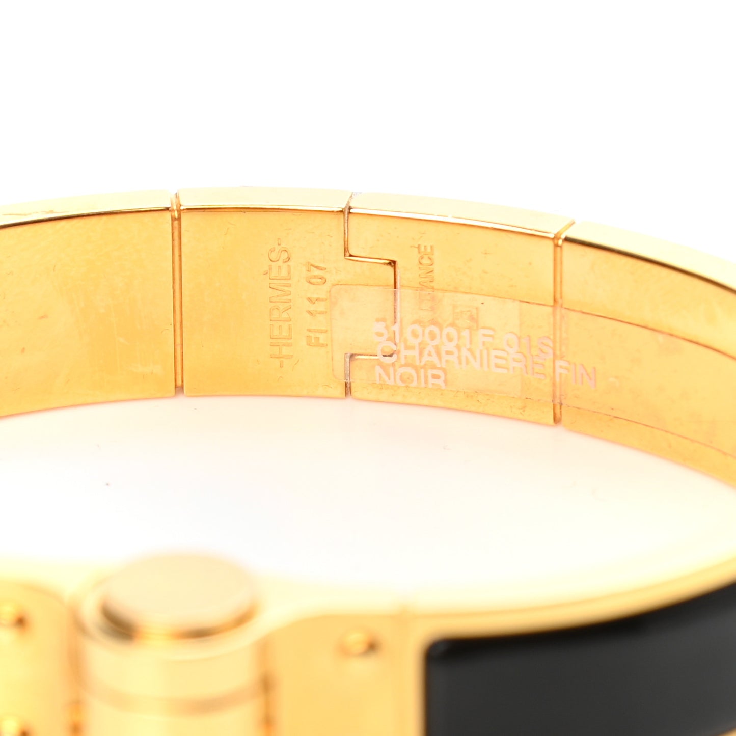 Enamel Charniere Uni Narrow Hinged Bracelet S Black