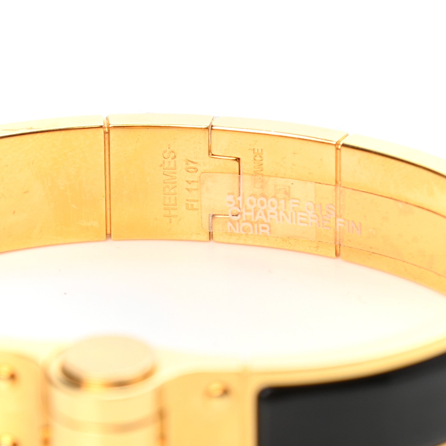 Hermes Enamel Charniere Uni Narrow Hinged Bracelet S Black 4 of 5