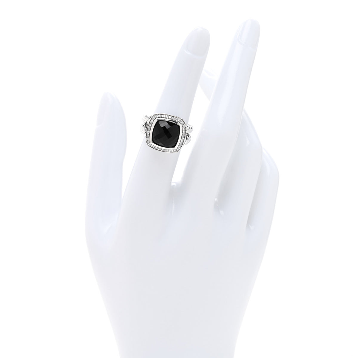 Sterling Silver Diamond Black Onyx 11mm Albion Statement Ring 52 6