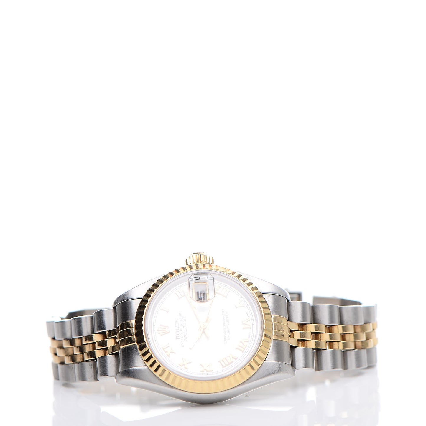 Stainless Steel 18K Yellow Gold 26mm Oyster Perpetual Datejust Watch White Roman 79173