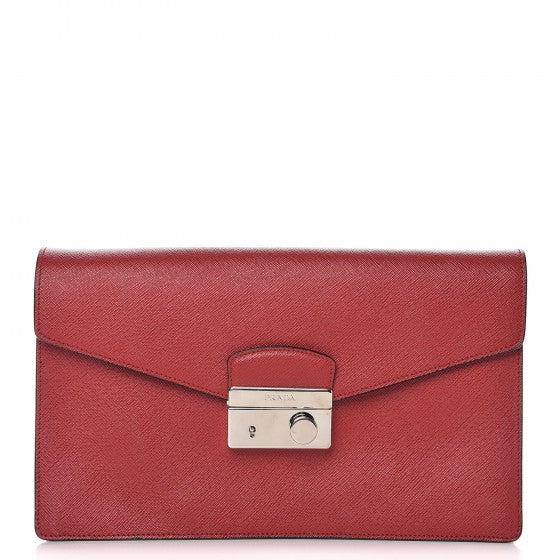 Saffiano Lux Sound Clutch Fuoco