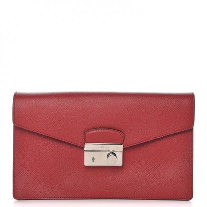 Prada Saffiano Lux Sound Clutch Fuoco 1 of 8