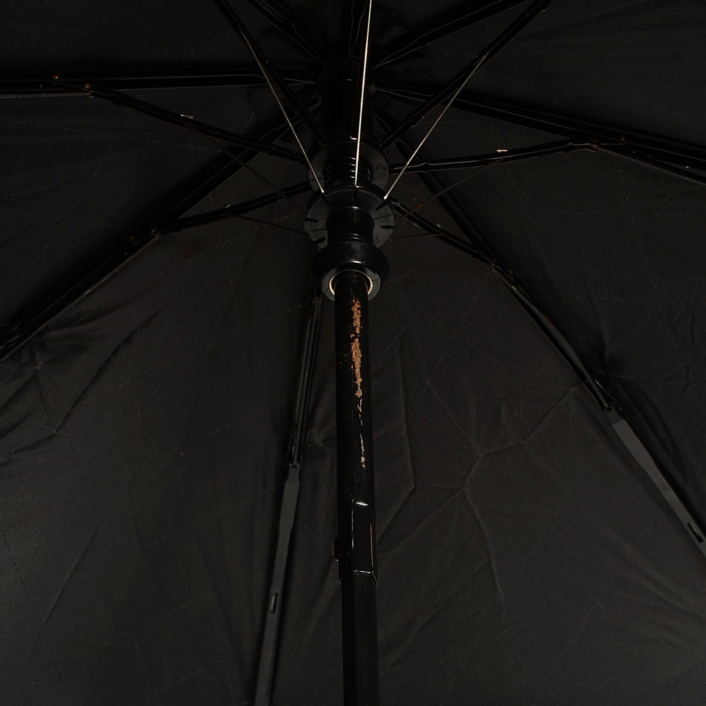 Nylon Large Umbrella with Crossbody Quilted Nylon Chain Pouch Black
