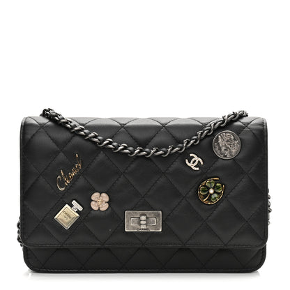 Chanel Aged Calfskin Quilted Lucky Charms 2.55 Reissue Wallet On Chain WOC Black 1 of 13