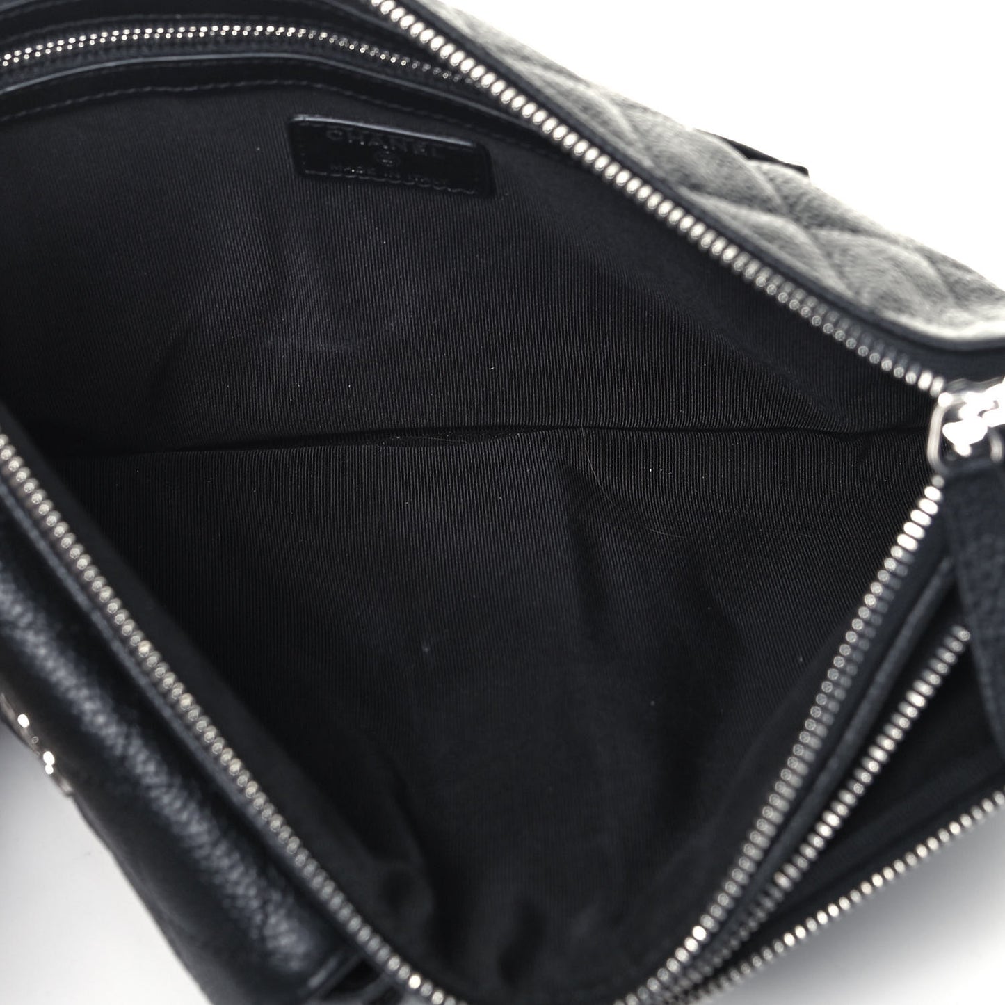 Caviar Quilted Zipped Multi Pouch Black